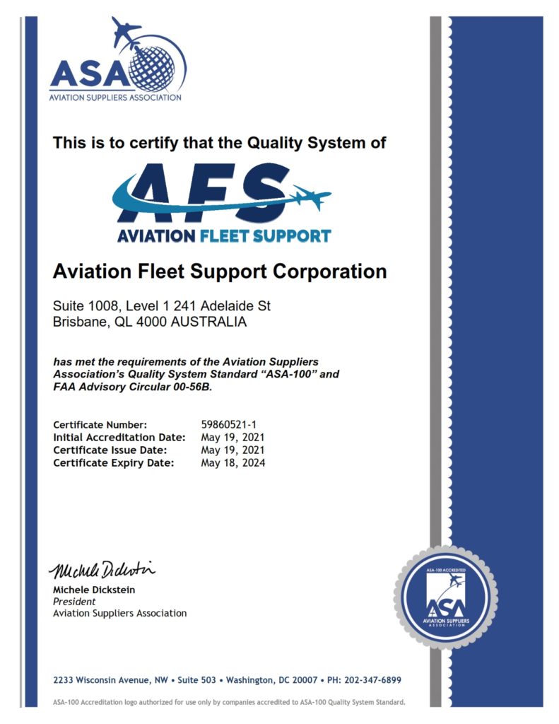 Aviation Fleet Support ASA-100 Accredited